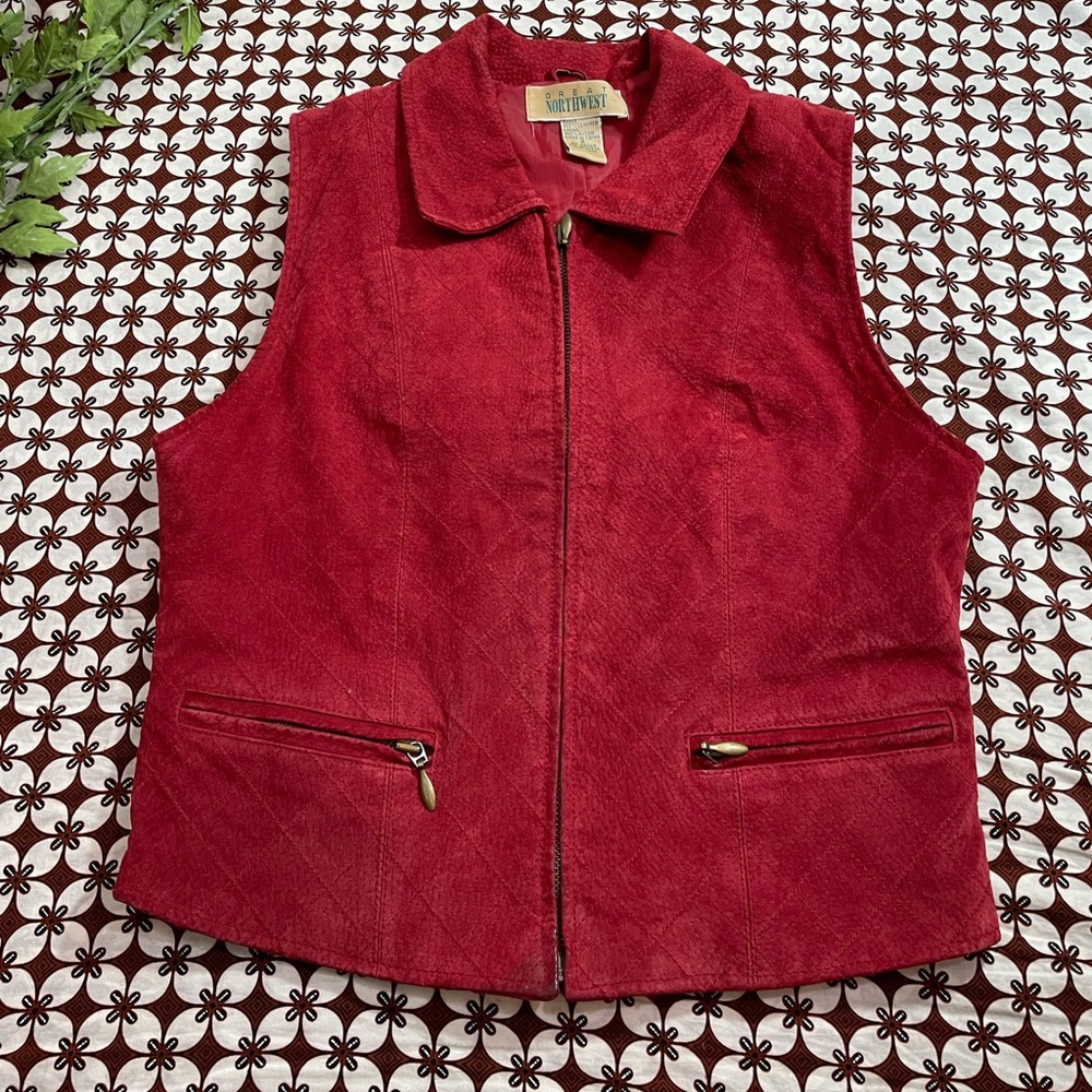 Vintage red Leather Vest